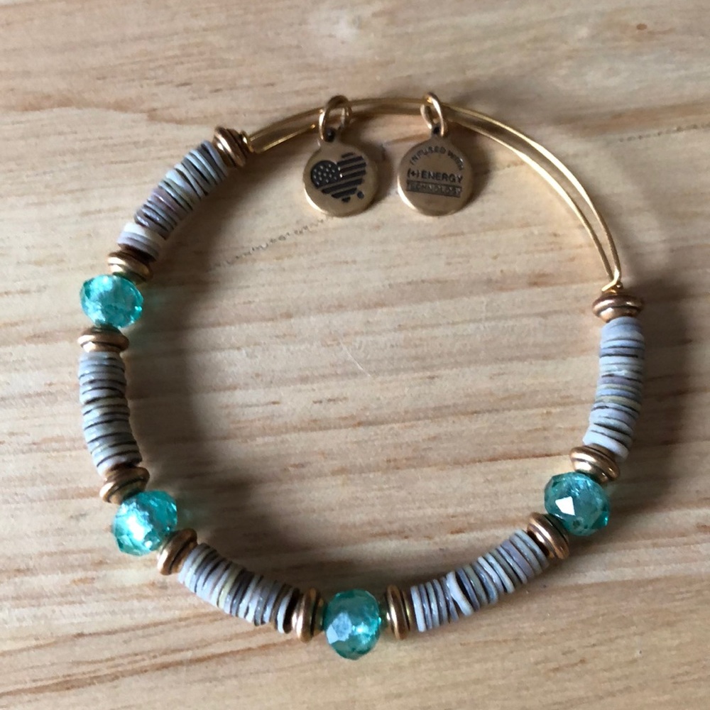 Alex and Ani teal beaded bangle